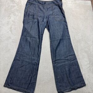 The Limited Pants Womens 10 Tencel Wide Leg Sailor Side Button Dark Wash Trouser